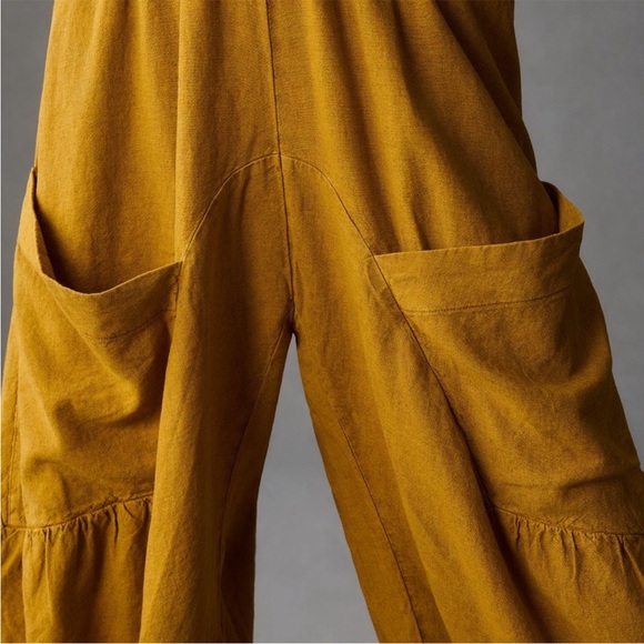 Women's Mustard Wide-Leg Pants - Picture 6 of 8